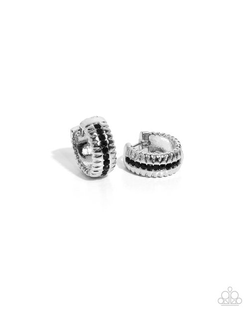 Serrated Shimmer - Black - Paparazzi Earring Image