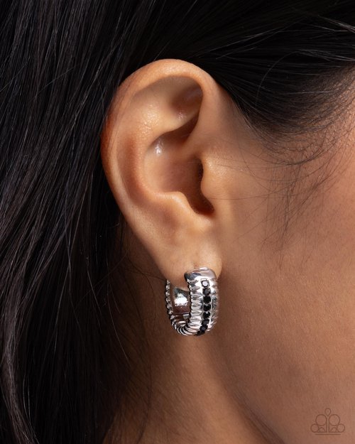Serrated Shimmer - Black - Paparazzi Earring Image