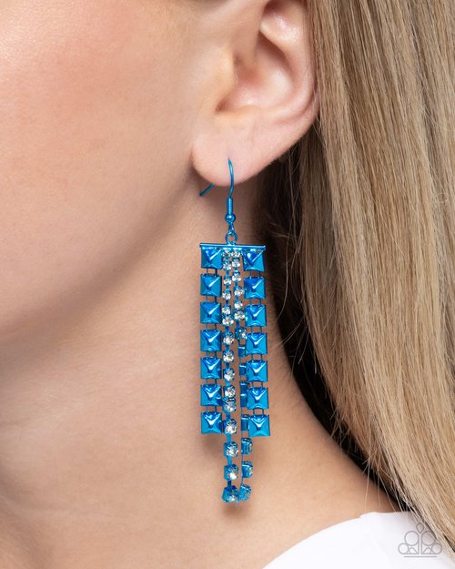Forceful Fringe - Blue - Paparazzi Earring Image