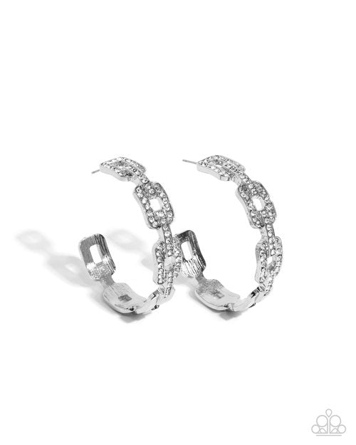 Downtown Decadence - White - Paparazzi Earring Image