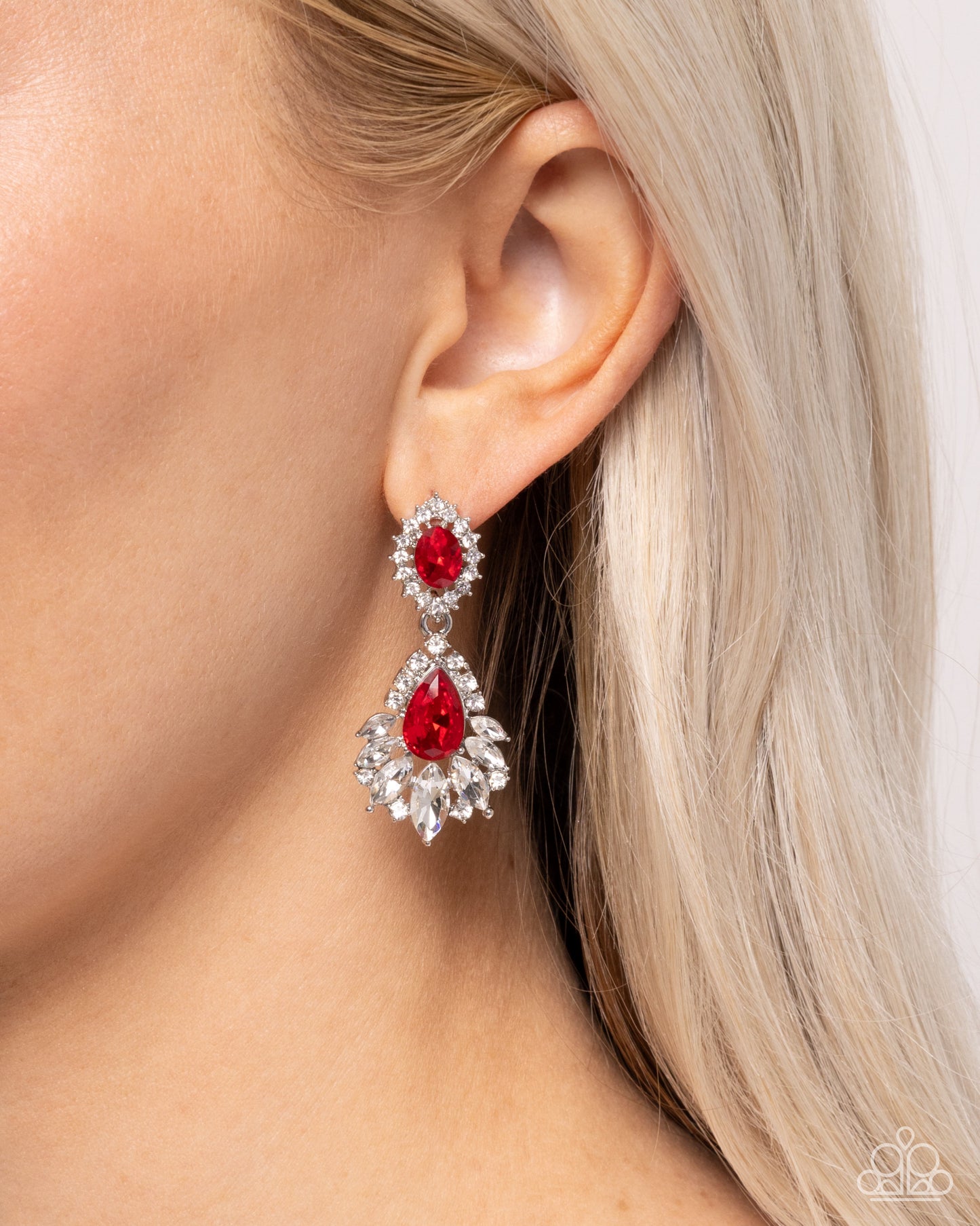 Self-Composed - Red - Paparazzi Earring Image