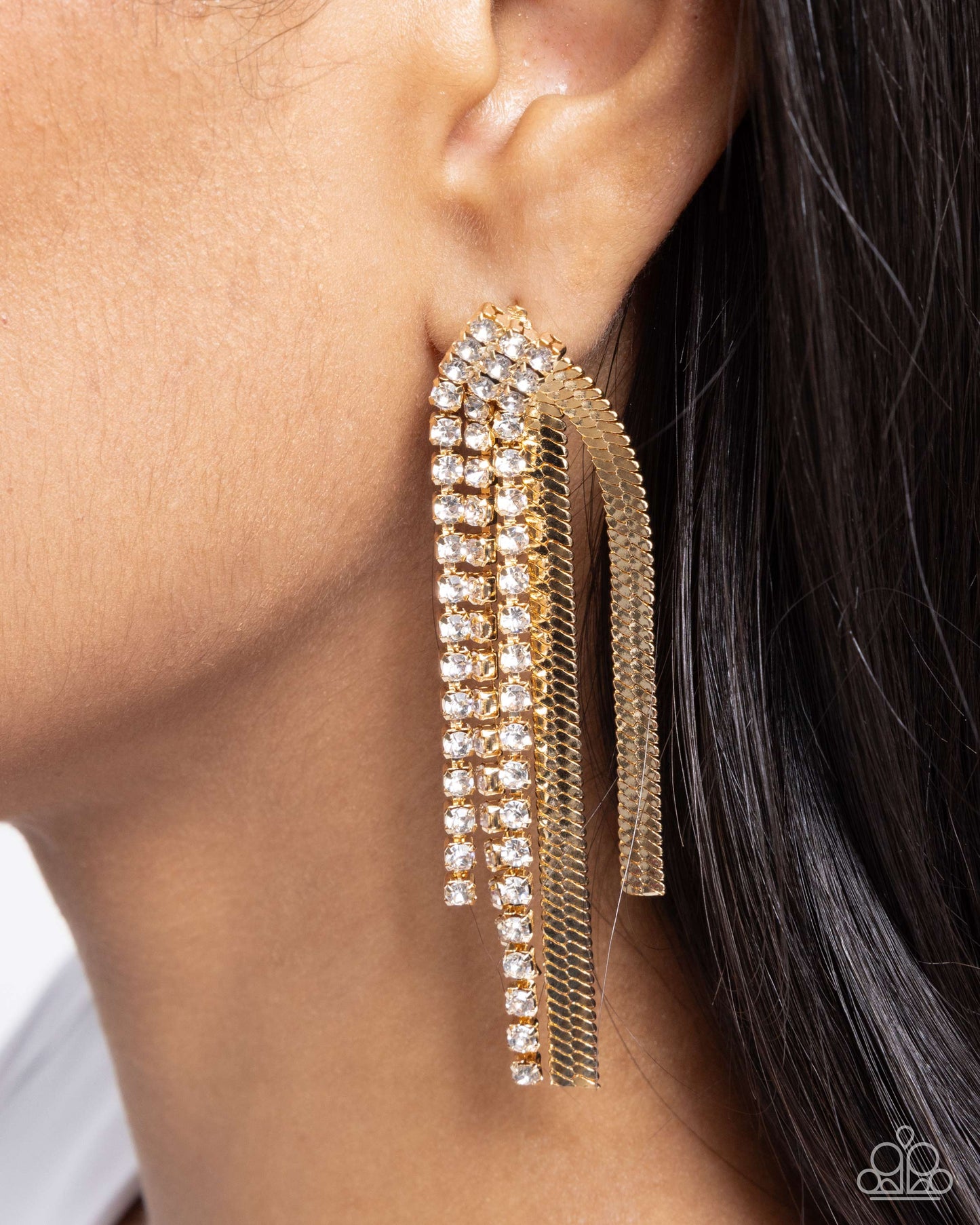 Dramatic Downpour - Gold - Paparazzi Earring Image