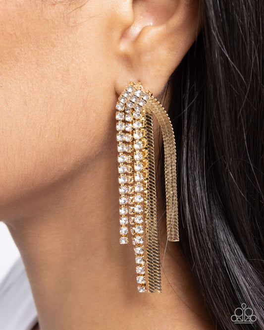 Dramatic Downpour - Gold - Paparazzi Earring Image