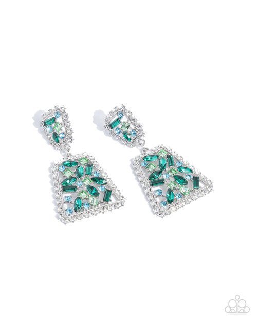 Glistening Gala - Green - Paparazzi Earring Image