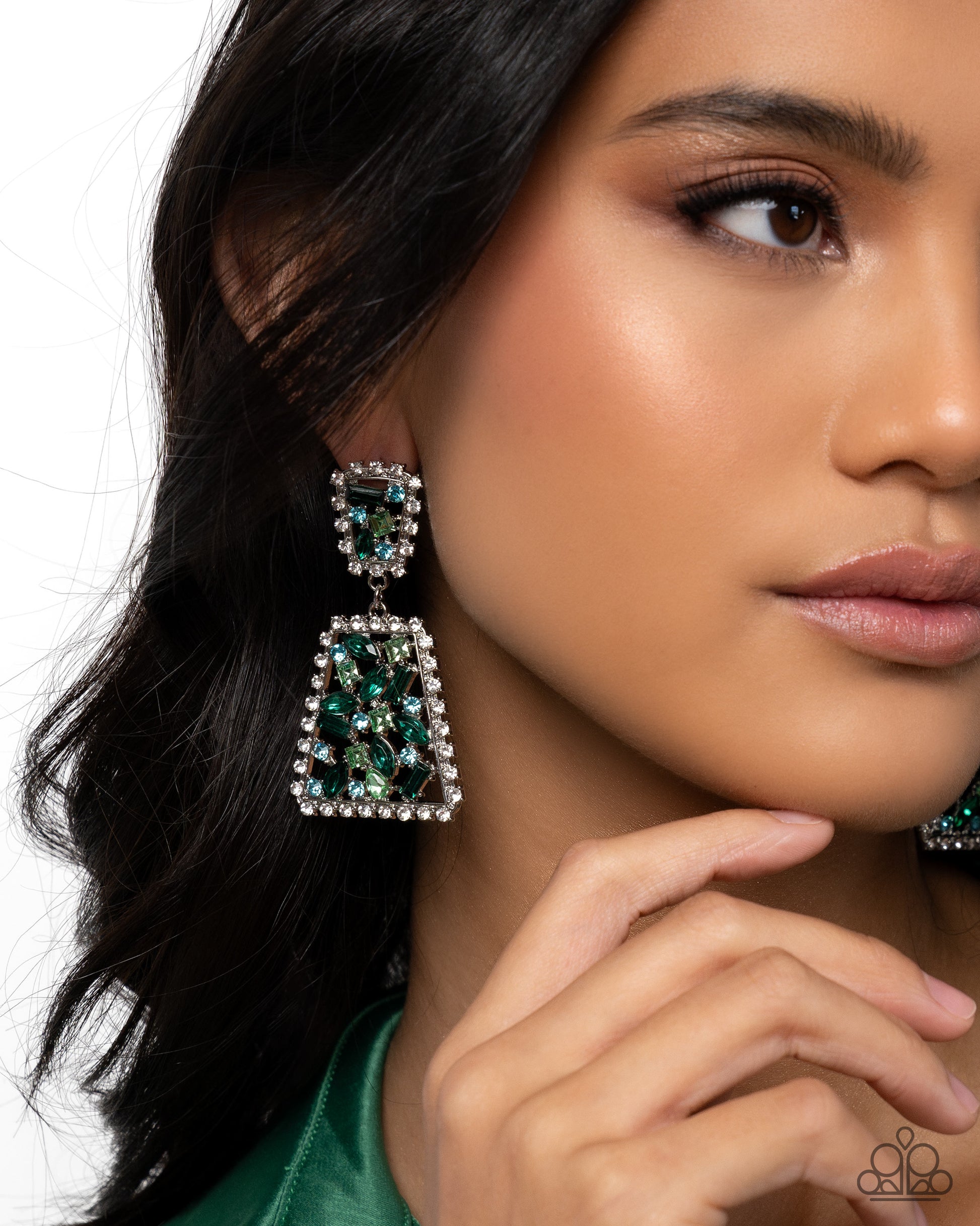 Glistening Gala - Green - Paparazzi Earring Image