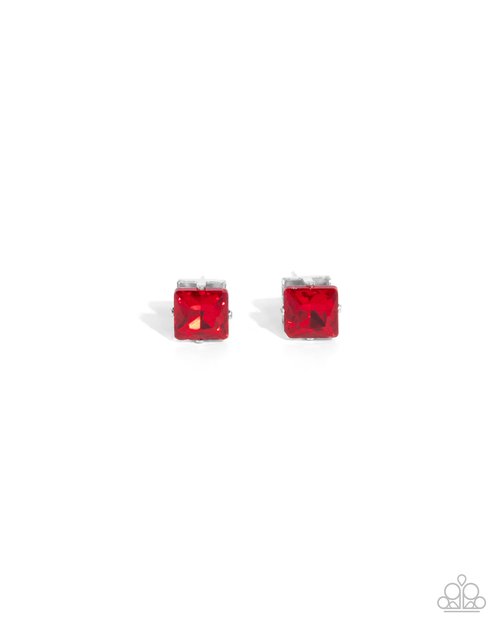 Squared Soprano - Red - Paparazzi Earring Image