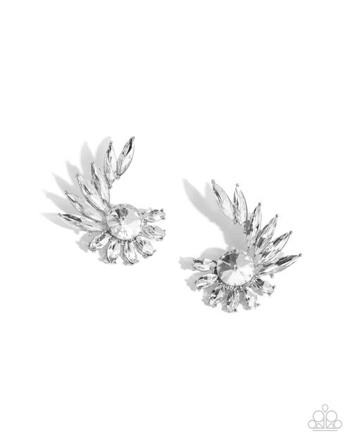 Greek Glam - White - Paparazzi Earring Image