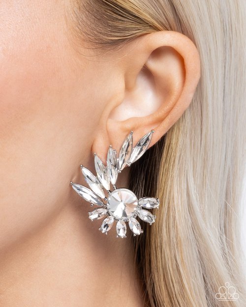 Greek Glam - White - Paparazzi Earring Image