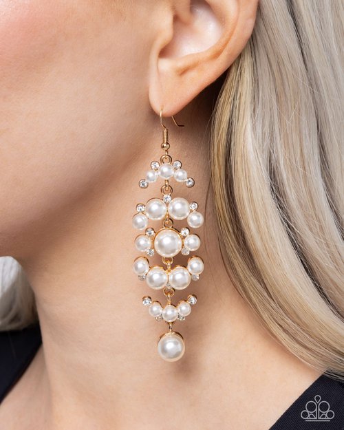 Talk of The Ton - Gold - Paparazzi Earring Image