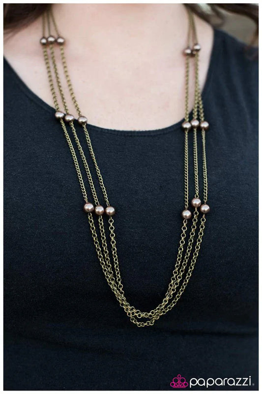 Paparazzi Necklace ~ Carry On - Brass