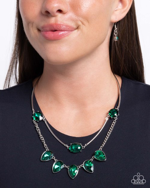 Confident Cascade - Green - Paparazzi Necklace Image