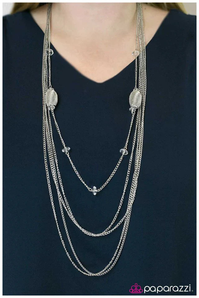 Paparazzi Necklace ~ Go With the Flow - White