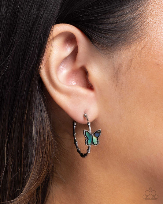 Butterfly Beginning - Blue - Paparazzi Earring Image