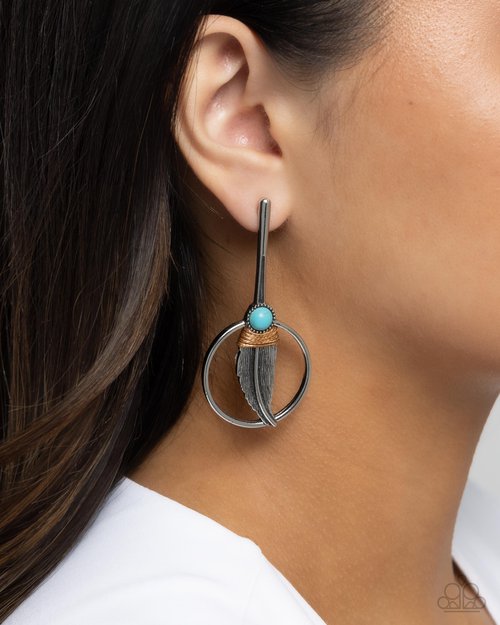 Feathered Future - Blue - Paparazzi Earring Image