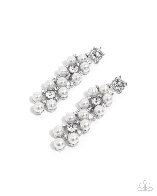 Bewitching Beacon - White - Paparazzi Earring Image