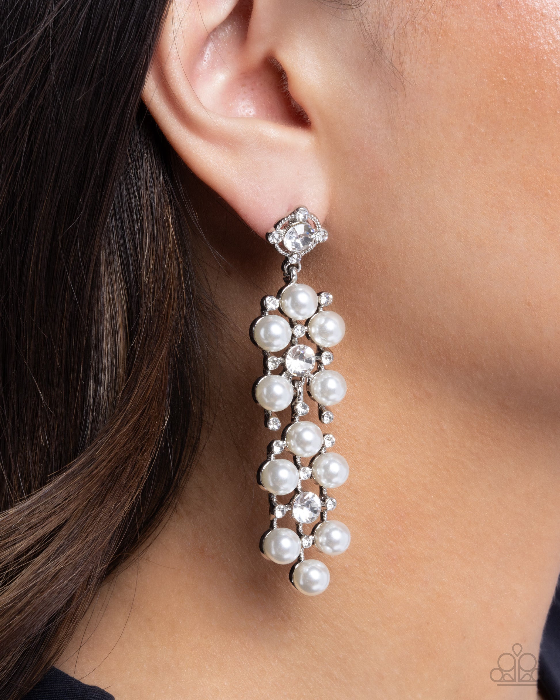 Bewitching Beacon - White - Paparazzi Earring Image