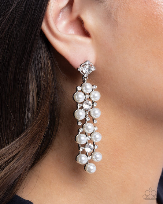 Bewitching Beacon - White - Paparazzi Earring Image