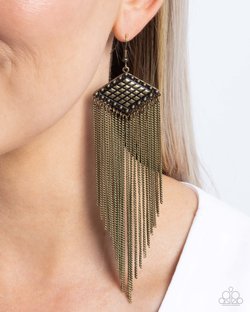Forged Fringe - Brass - Paparazzi Earring Image