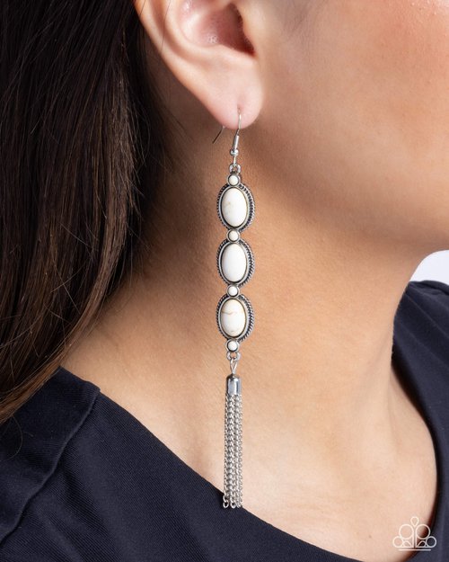 Fringe Fuel - White - Paparazzi Earring Image
