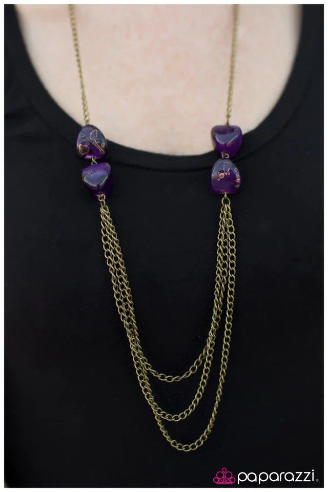 Paparazzi Necklace ~ Pebble in My Pocket - Purple