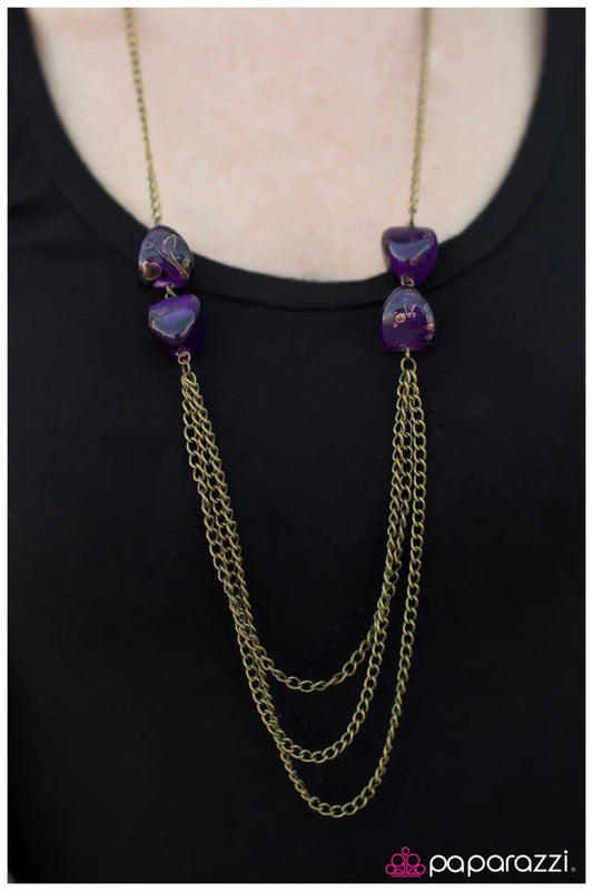 Paparazzi Necklace ~ Pebble in My Pocket - Purple