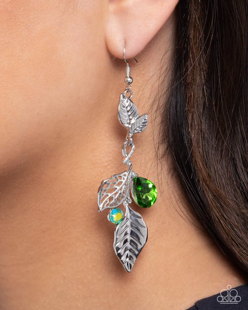 Descending Dazzle - Green - Paparazzi Earring Image