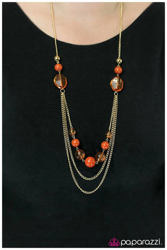 Paparazzi Necklace ~ City Lights - Orange