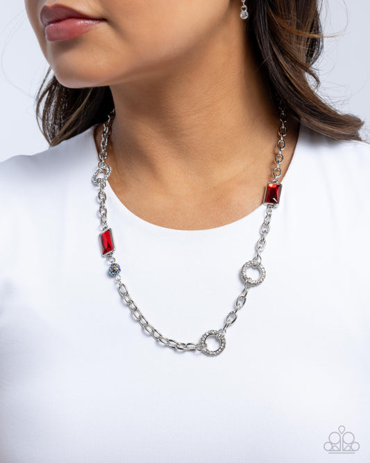 Effulgent Emeralds - Red - Paparazzi Necklace Image