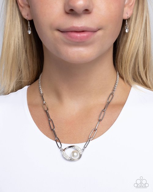 Tilted Tutor - White - Paparazzi Necklace Image