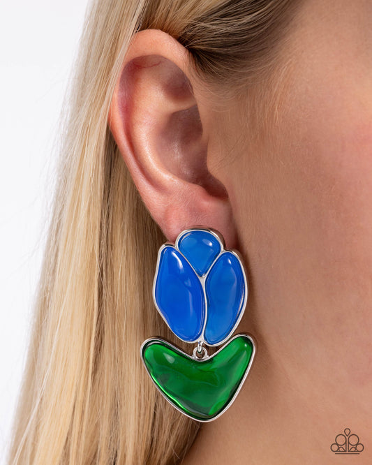 Tulip Triumph - Blue - Paparazzi Earring Image