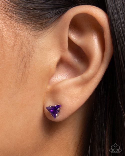 Triangular Twinkle - Purple - Paparazzi Earring Image
