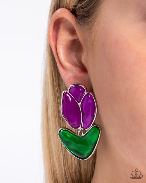 Tulip Triumph - Purple - Paparazzi Earring Image