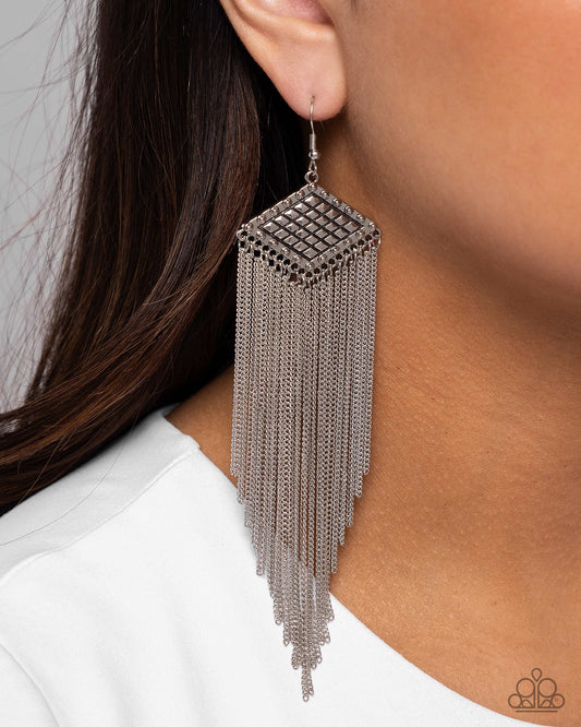 Forged Fringe - Silver - Paparazzi Earring Image
