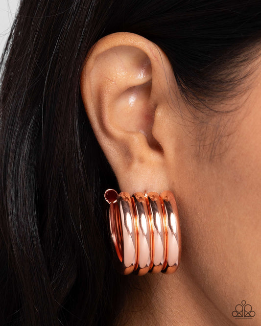 Continuous Construction - Copper - Paparazzi Earring Image