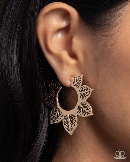 Tangled Tapestry - Gold - Paparazzi Earring Image