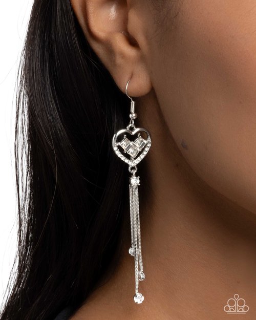Cascading Character - White - Paparazzi Earring Image