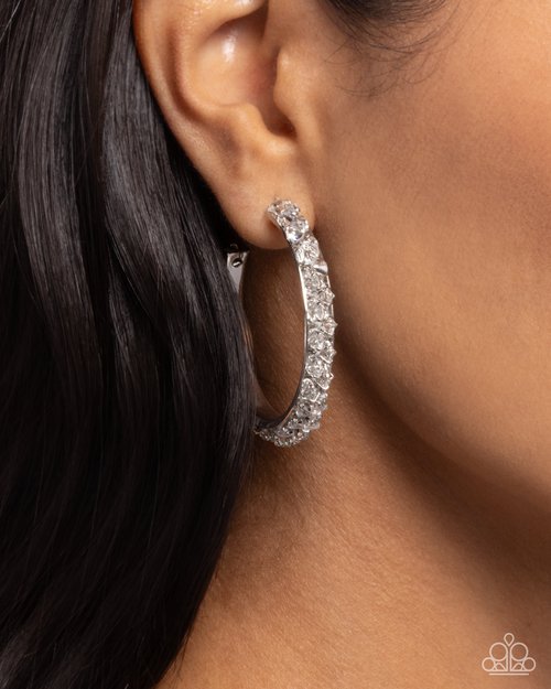 Glowing Garland - White - Paparazzi Earring Image