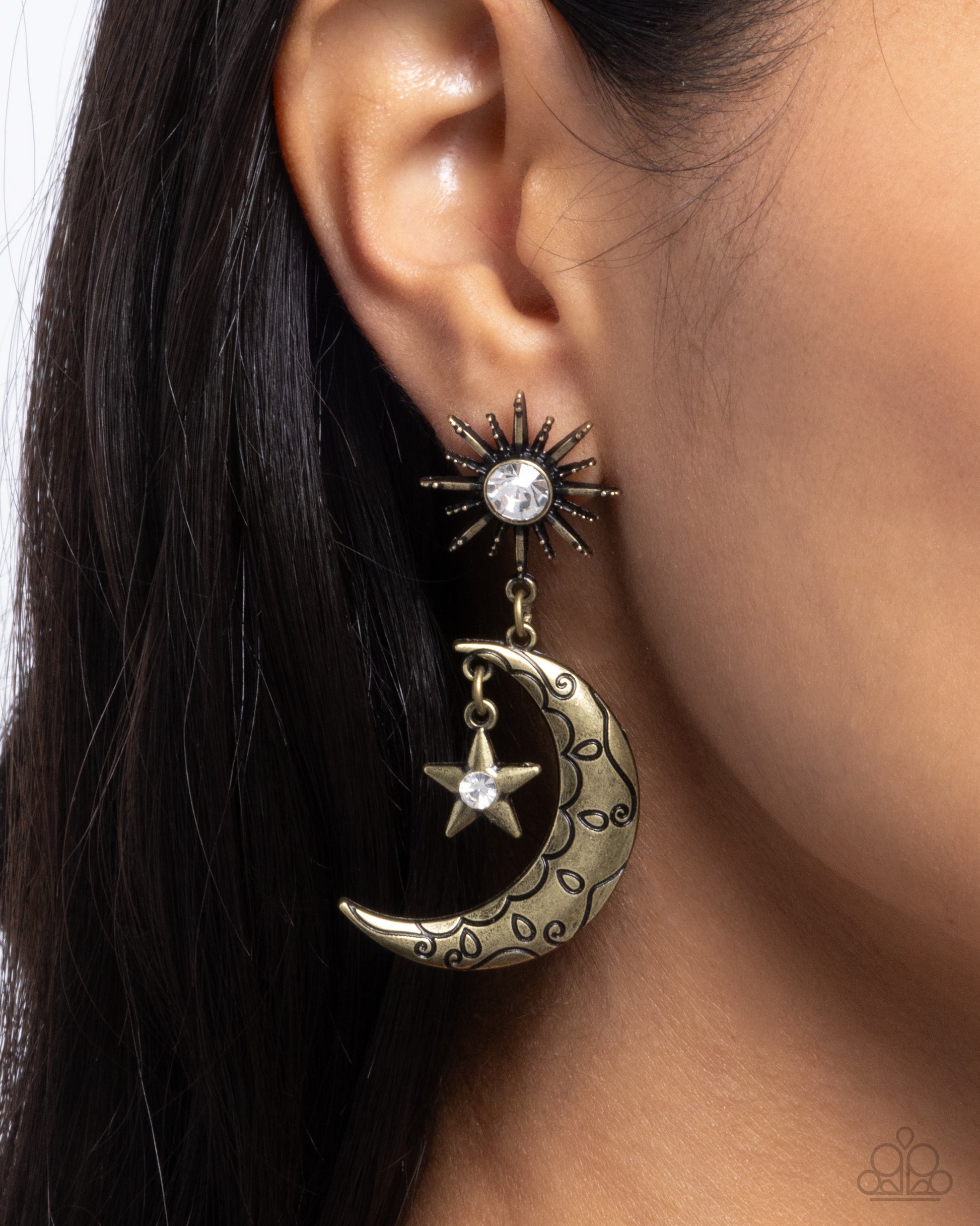 Cosmic Cutie - Brass - Paparazzi Earring Image