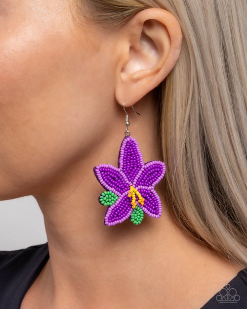 Seed Bead Symmetry - Purple - Paparazzi Earring Image