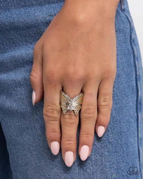 Butterfly Broadcast - Green - Paparazzi Ring Image
