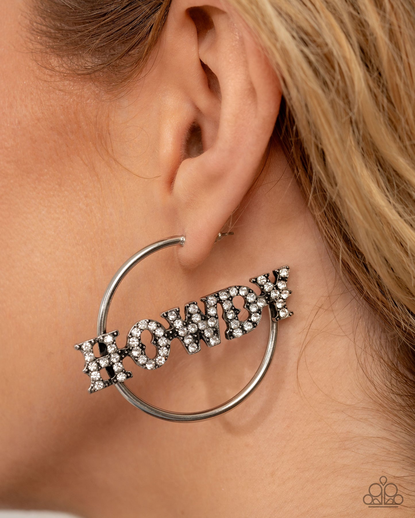 Paparazzi Earring ~ Howdy Hoedown - White - Paparazzi Earring Image