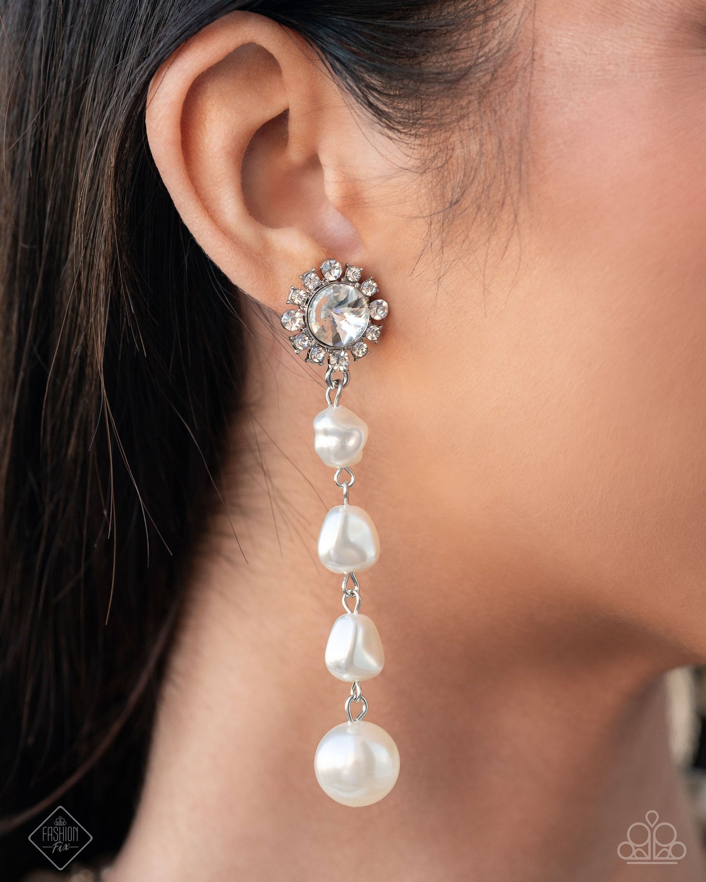 Paparazzi Earring ~ Modish Motif - White - Paparazzi Earring Image
