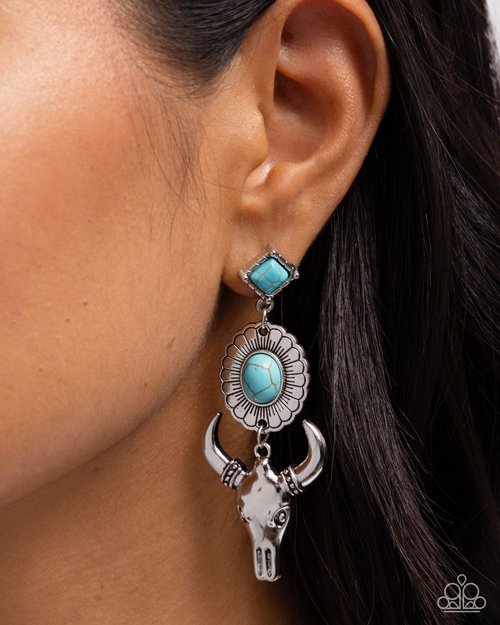Western Week - Blue - Paparazzi Earring Image