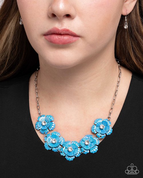 Flower Chain - Blue - Paparazzi Necklace Image