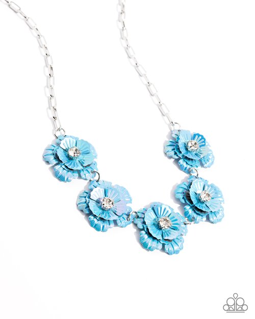 Flower Chain - Blue - Paparazzi Necklace Image