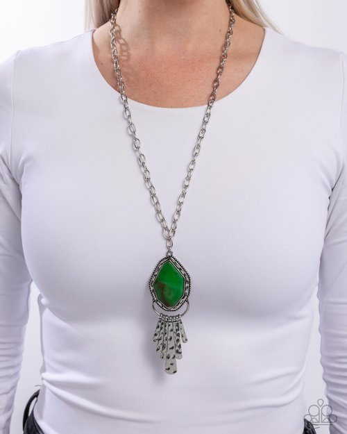 Stamped Statement - Green - Paparazzi Necklace Image