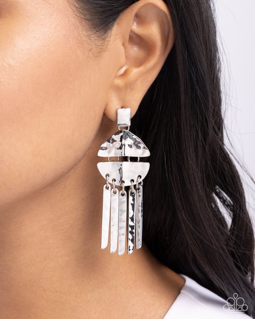 Suspended Disbelief - Silver - Paparazzi Earring Image