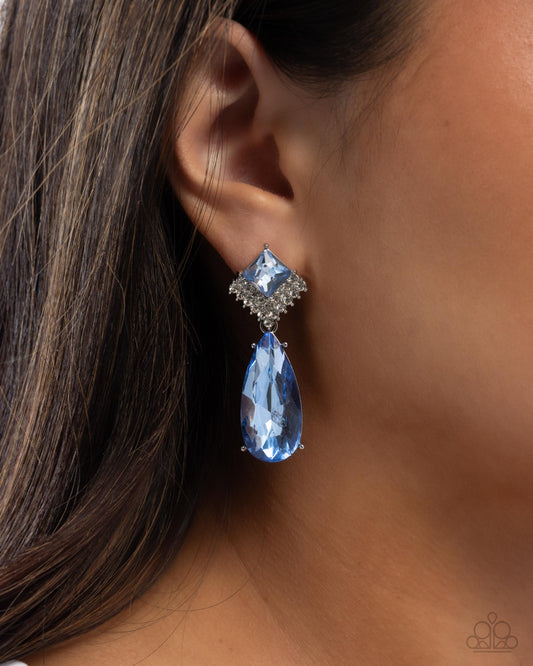 Diamond Life - Blue - Paparazzi Earring Image