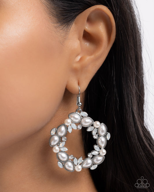 Life Could Be ABEAM - White - Paparazzi Earring Image