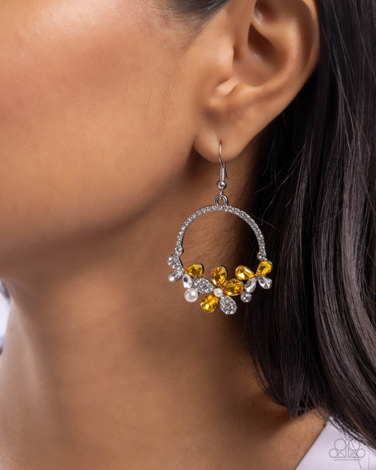 Bouquet Bliss - Yellow - Paparazzi Earring Image